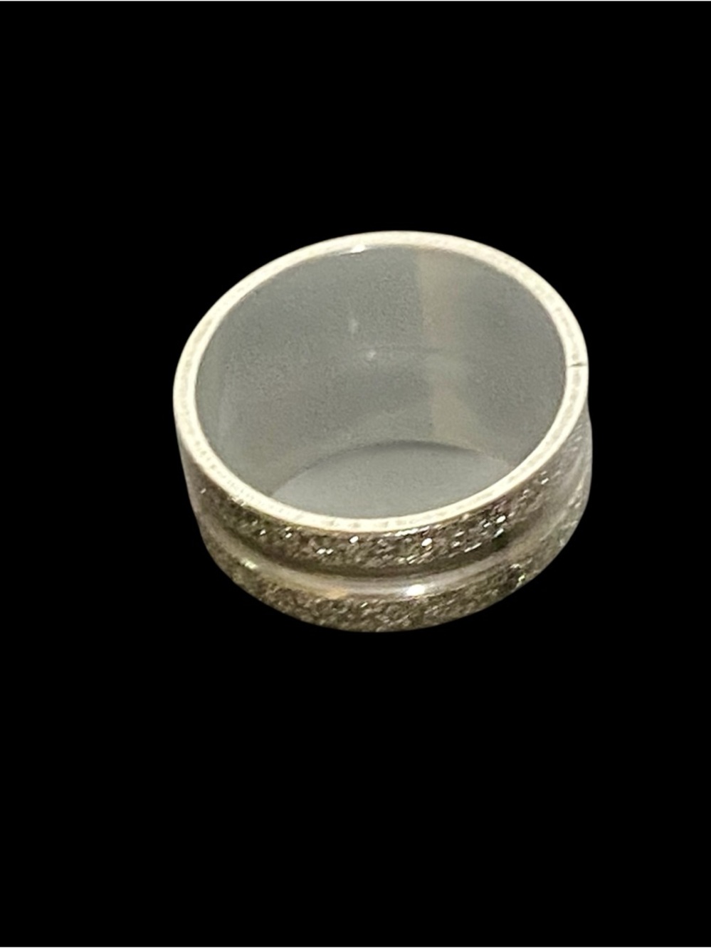 Silver-Tone Women's Textured Band Ring - Silver Mossanite